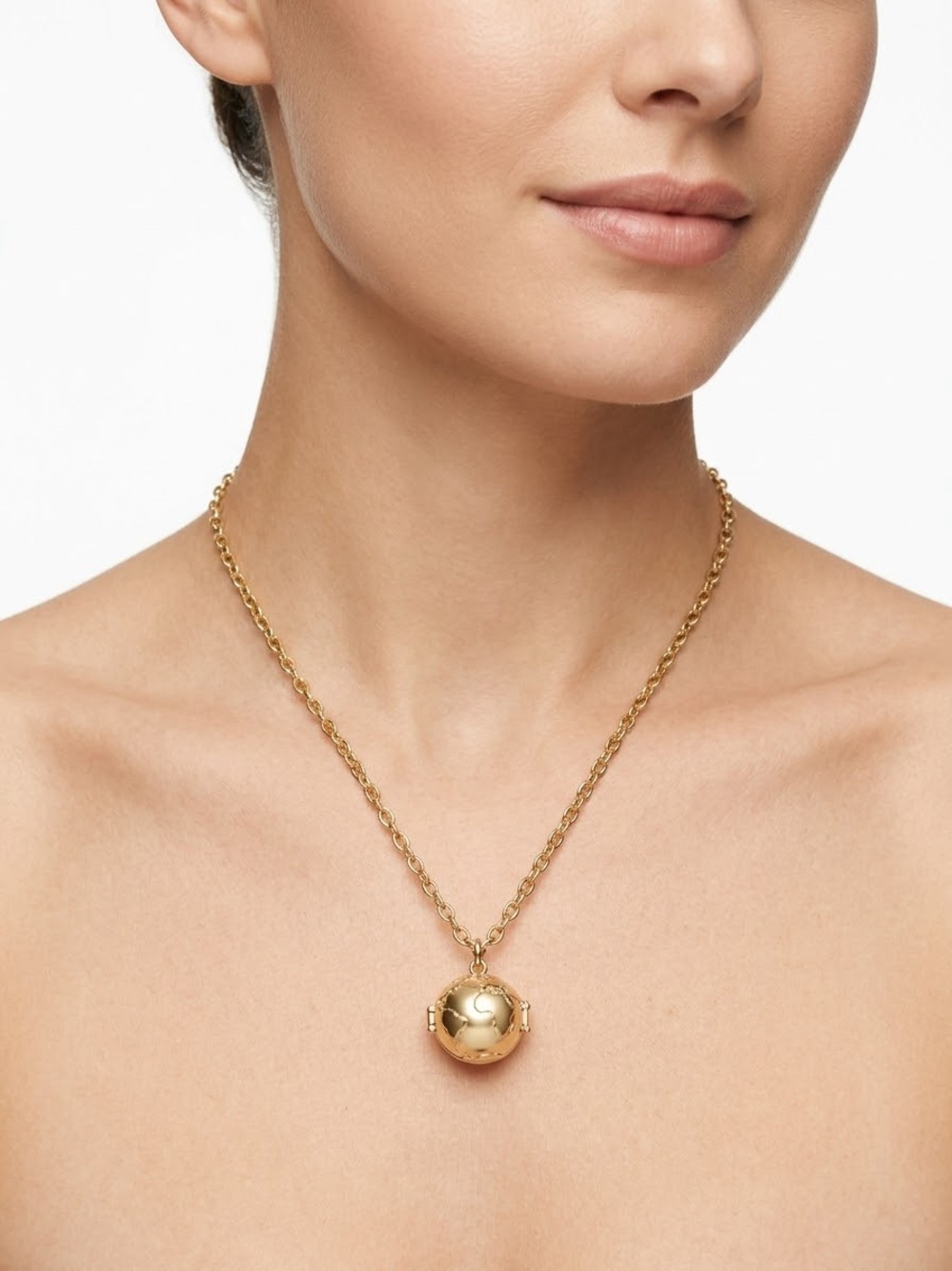 Gold Orb Pendant Necklace - Elegant Women's Jewelry